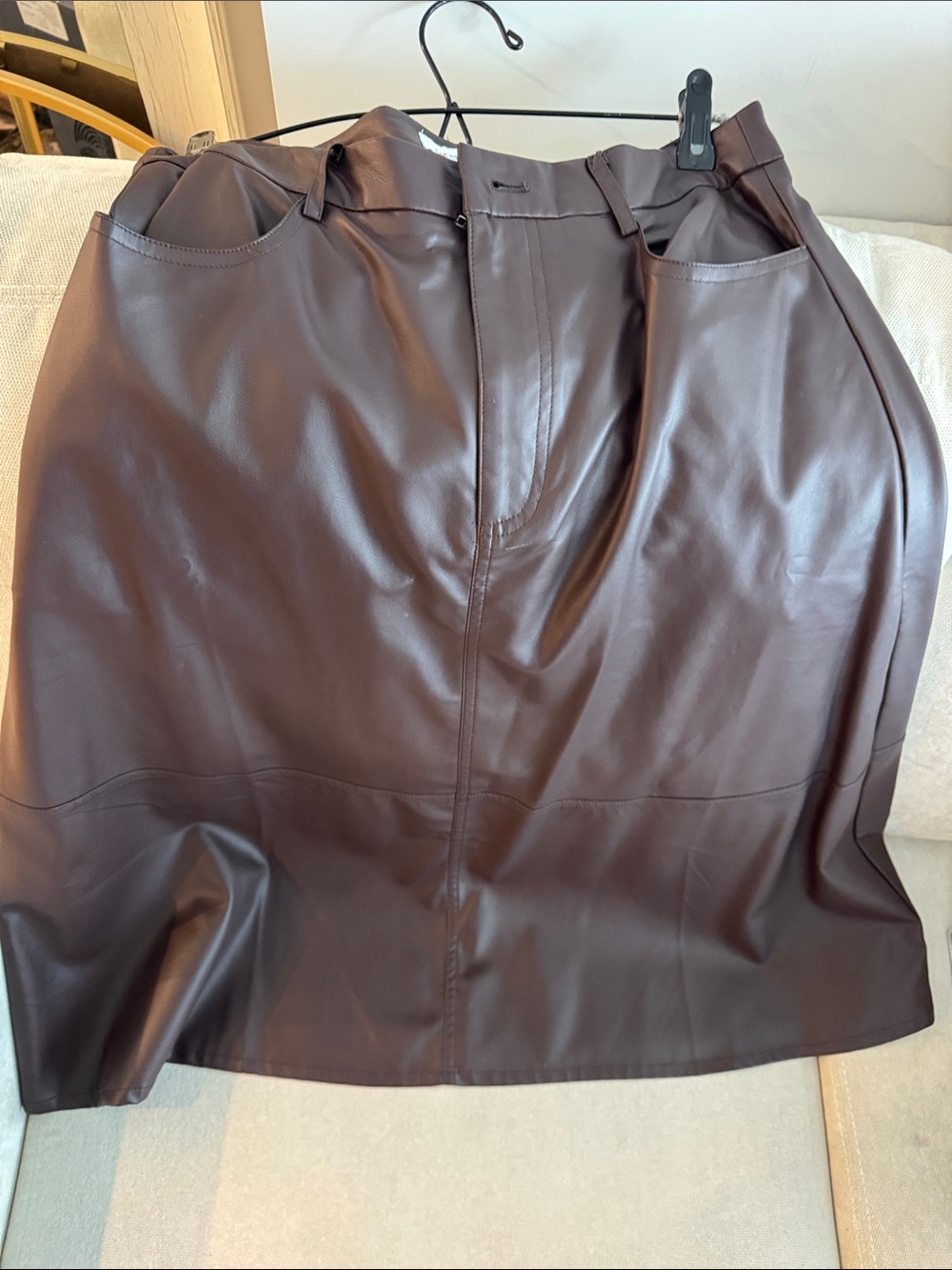 Liz Claiborne Faux Leather Midi Skirt in Deep Brown